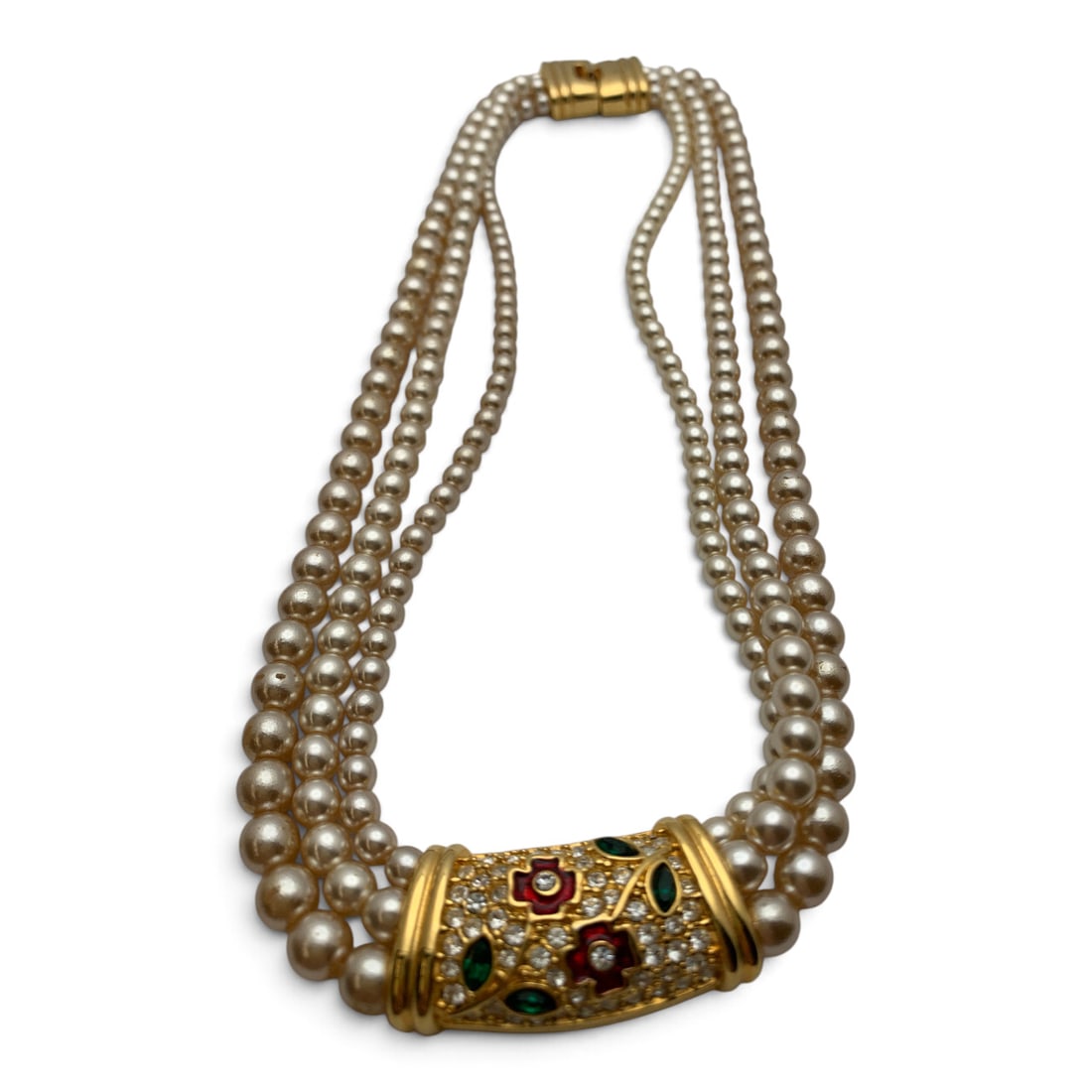 Vintage Joan Rivers Faux Pearl Fashion Necklace: Vintage Signed Joan Rivers Fashion Necklace Featuring Faux Pearls And Colored & Clear StonesMarked: Joan Rivers - 18 1/2" Long