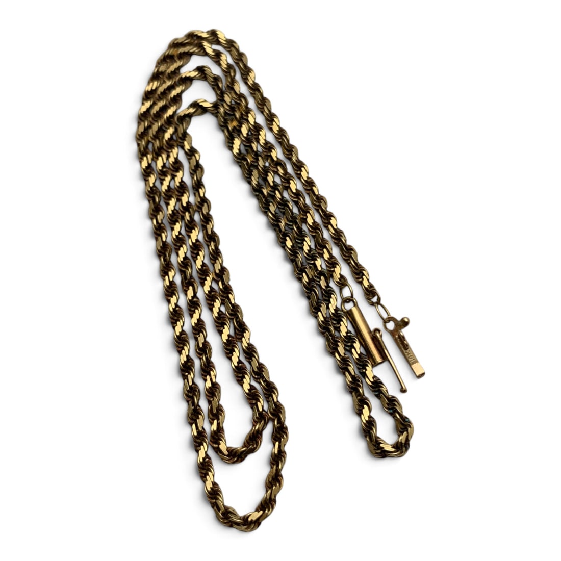 14k Yellow Gold Rope Necklace: 14k Yellow Gold Necklace With A Rope Design Marked 14k - 21" Long - 5.7 Dwt