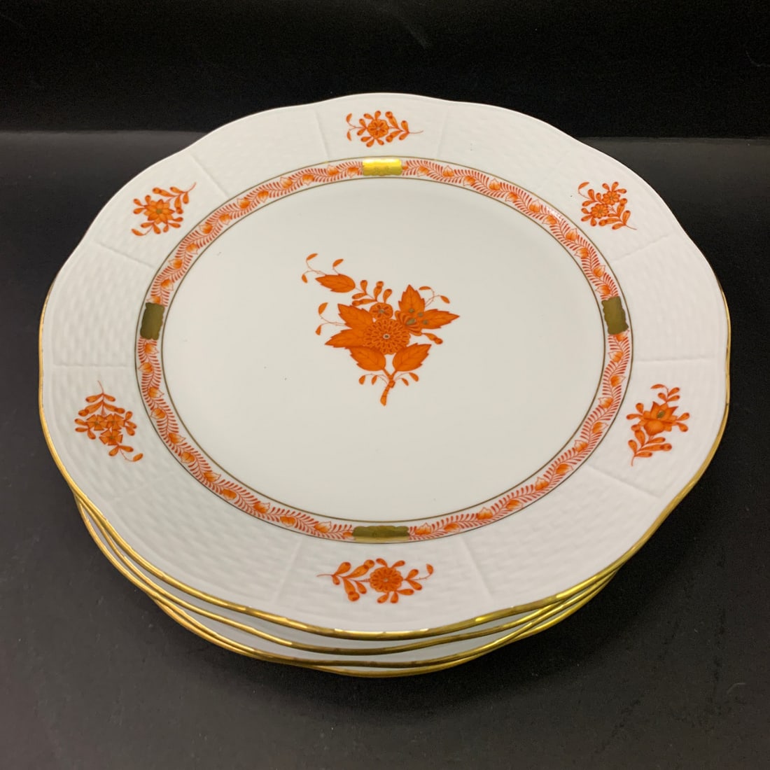 Set Of 6 Herend Chinese Bouquet Rust Plates (1 of 5)