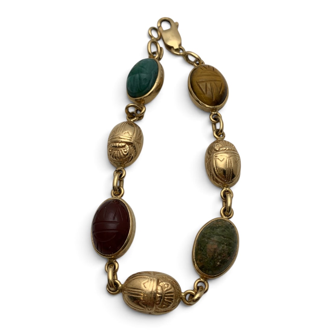 14k Yellow Gold & Carved Scarab Bracelet (1 of 3)