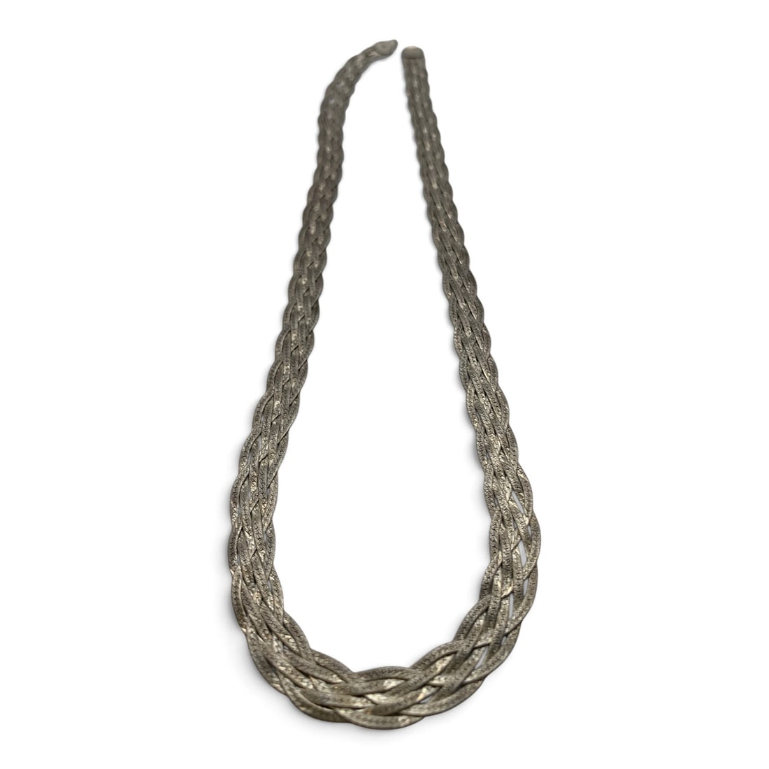 Vintage Sterling Silver Braided Necklace: Vintage Sterling Silver Necklace With A Braided Design Marked: 925 - 18" Long - 15.8 Grams(missing Clasp)