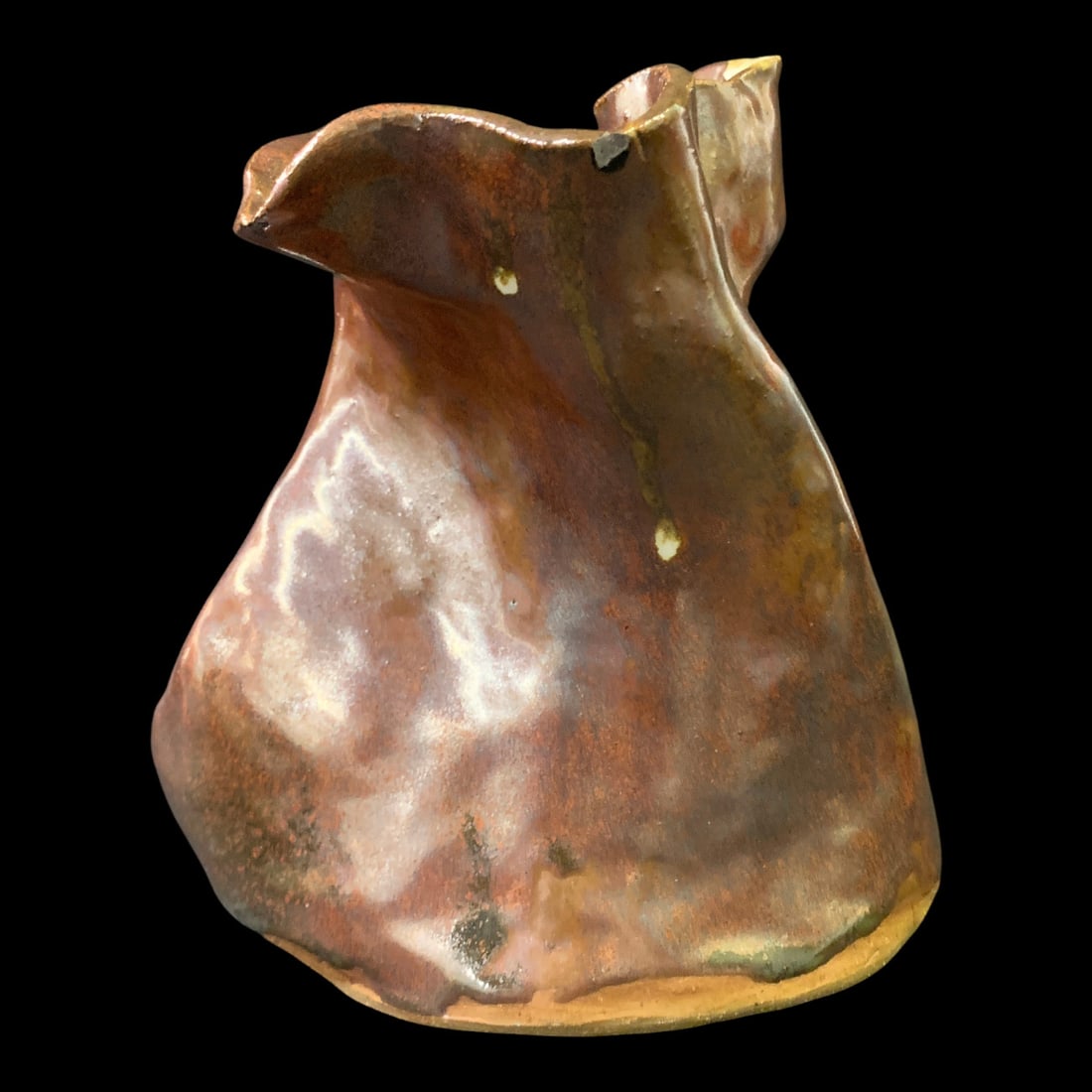 Organic Sculptural Ceramic Vase: Organic Sculptural Ceramic Vase Featuring A Glossy Brown Glaze7 3/4" Tall