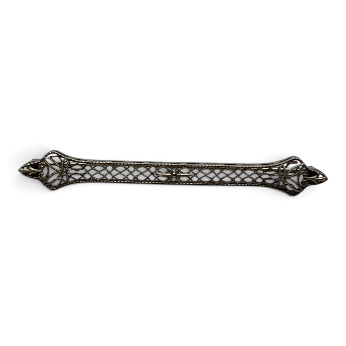Vintage 14k White Gold Bar Pin: Vintage 14k White Gold Bar Pin With An Open Work Design Marked 14k - 2 1/2" Long - 2.0 Dwt