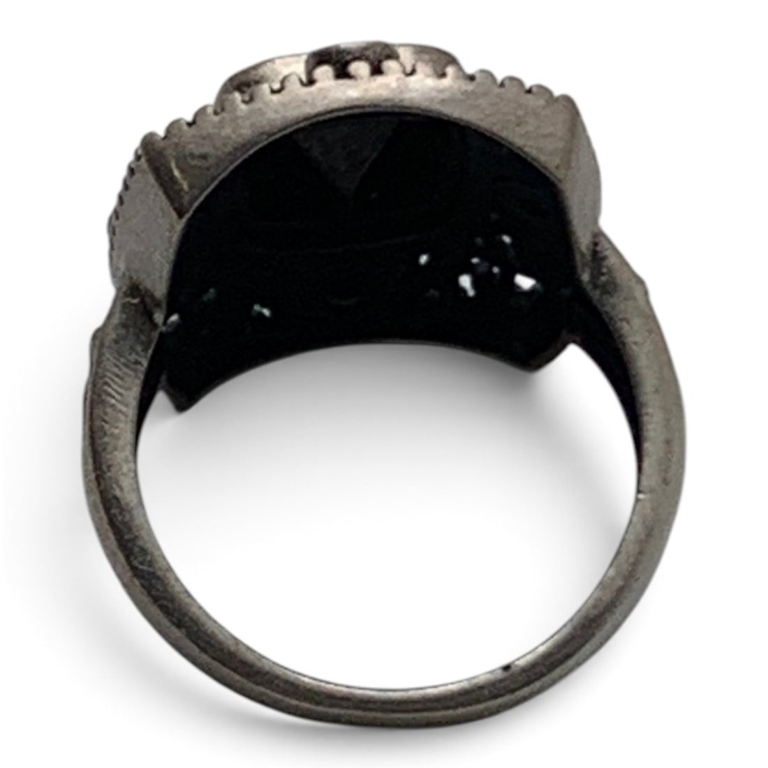 Vintage Silver & Black Stone Ring - 2