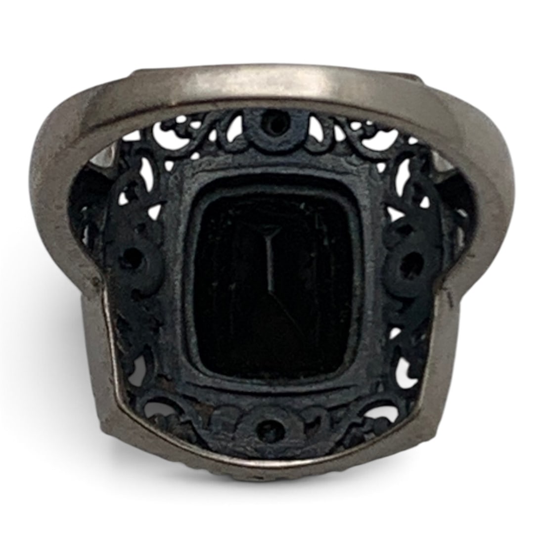 Vintage Silver & Black Stone Ring - 3