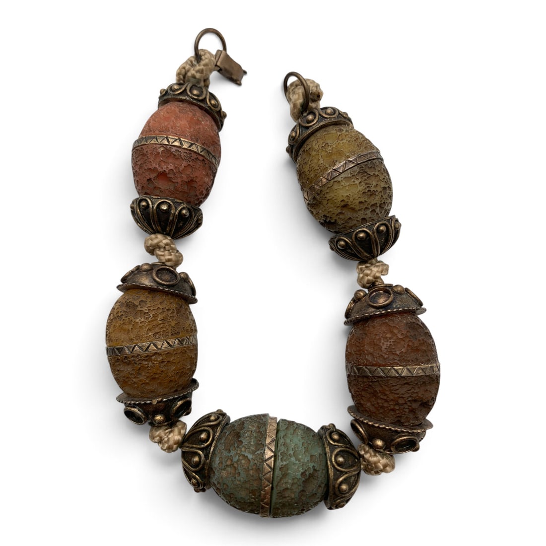 Vintage Natural Stone Accent Bracelet: Vintage Accent Bracelet Featuring Colored Natural Stones 10" Long