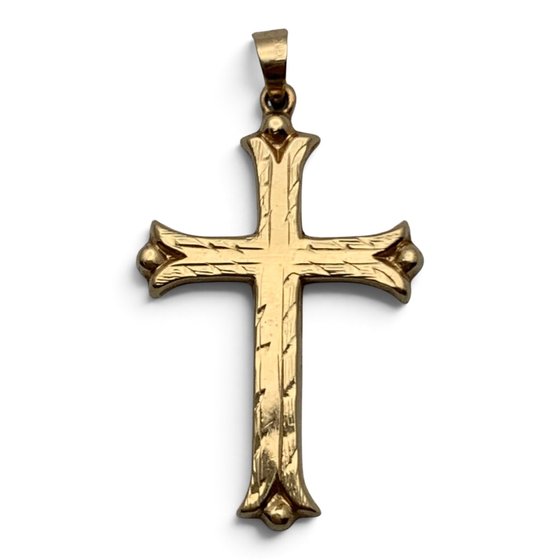 14k Yellow Gold Cross Pendant: 14k Yellow Gold Cross Pendant Marked: 14k - 1 1/4" Long - 0.5 Dwt