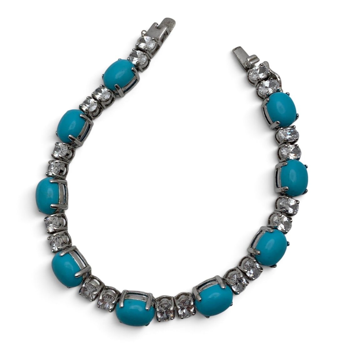 Sterling Silver Bracelet W Blue And Clear Stones (1 of 3)