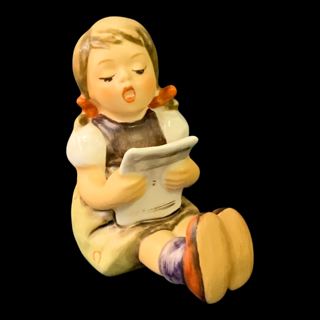 Goebel Hummel Porcelain Figurine: Gobel Hummel Porcelain Figurine Titled Girl With Sheet Music Marked: Goebel, W. Germany, 389 - 2 5/8" Tall