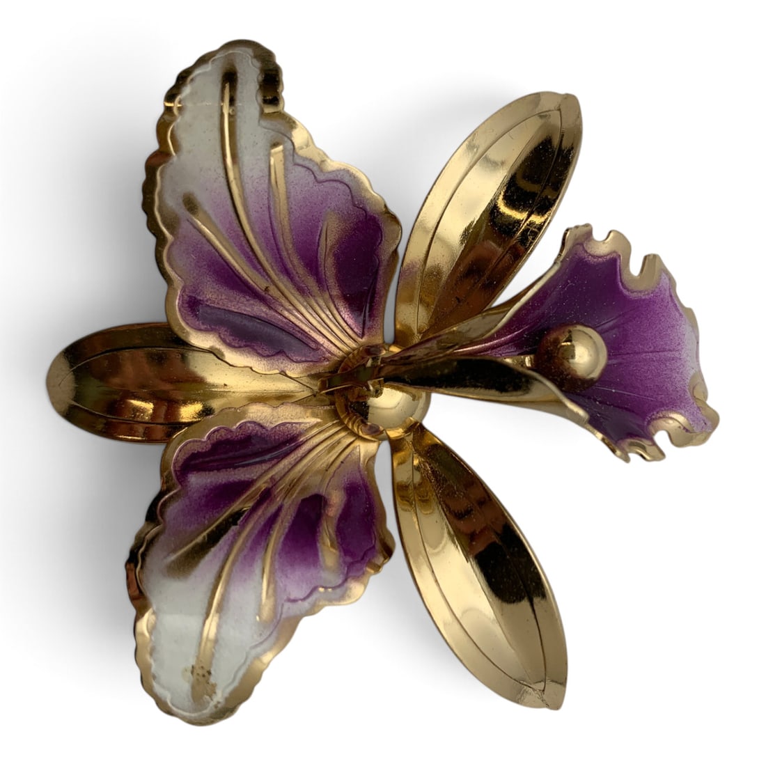 Gold Tone Enameled Flower Pin (1 of 4)