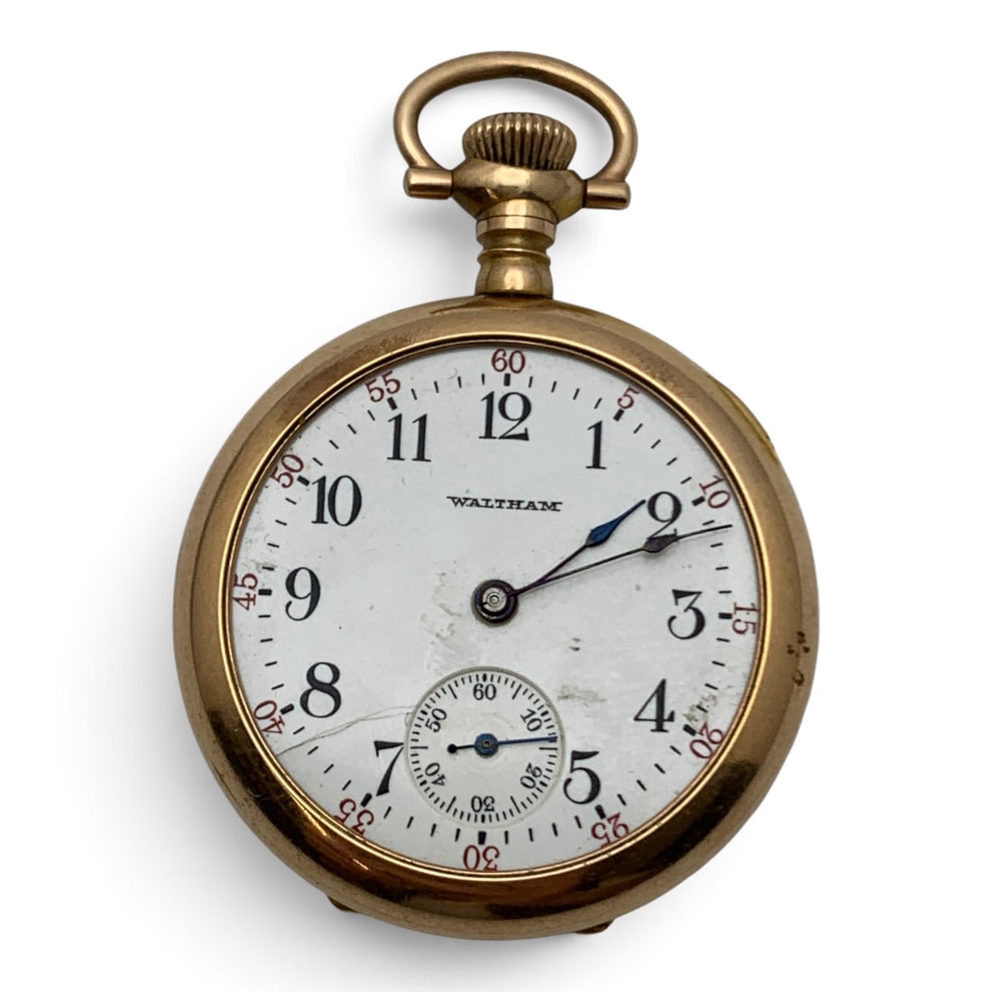 Vintage Waltham 14k Yellow Gold Pocket Watch: Vintage 14k Yellow Gold Waltham Pocket Watch Marked On Face: WalthamMarked On Back Case: C. W. C. Co., Trademark, 1777935Marked On Movement: A. W. W. Co., Waltham Mass, 14222454, 79351 7/8" Long - 18.