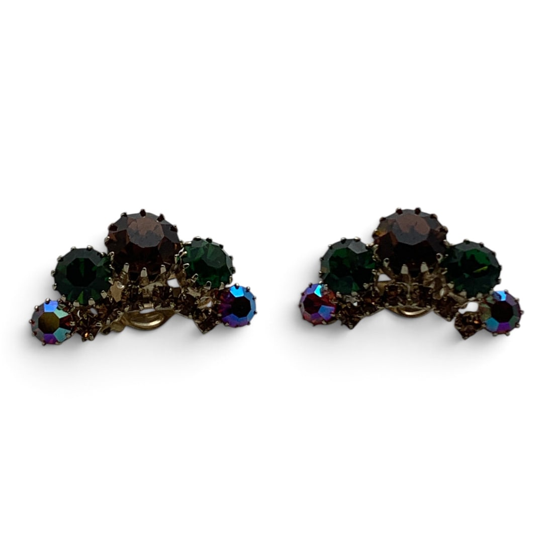 Pair Of Signed Weiss Gold Tone Rhinestone Earrings (1 of 2)