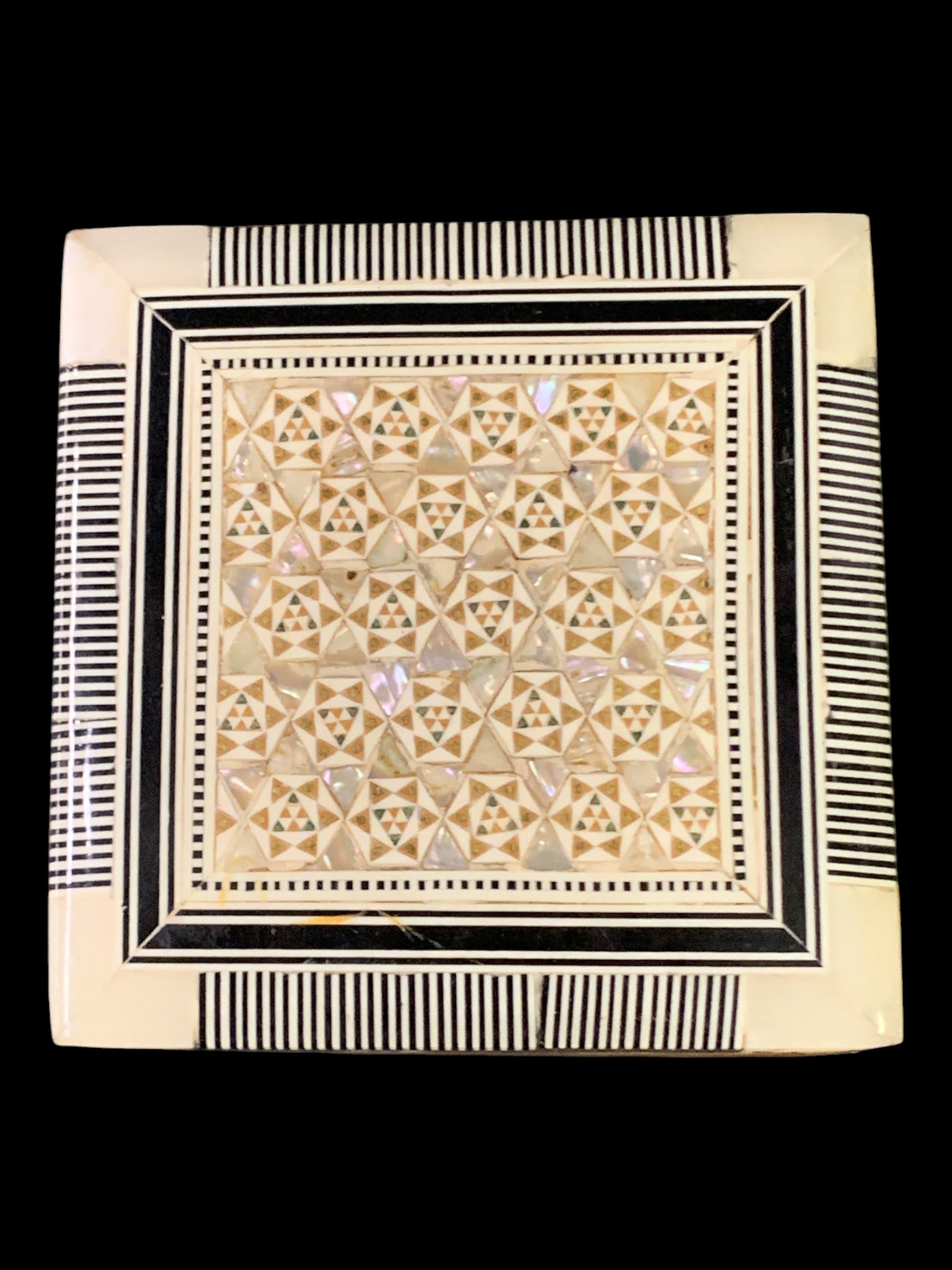 Vintage Inlaid Hinged Square Container - 2