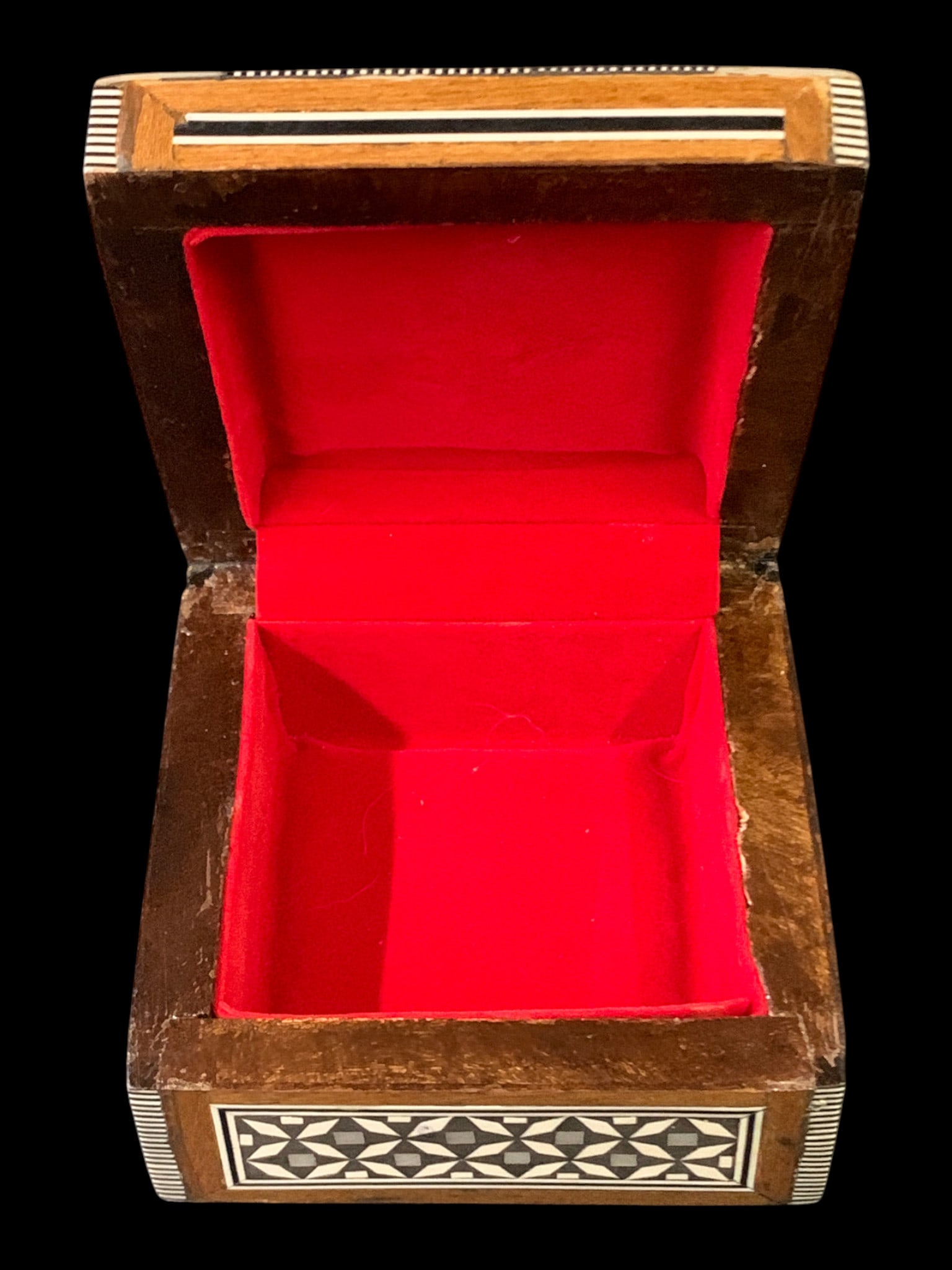 Vintage Inlaid Hinged Square Container - 4