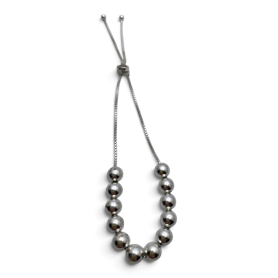 Vintage Sterling Beaded Adjustable Bracelet: Vintage Sterling Silver Adjustable Bracelet Featuring Sterling Silver Beads Marked: 925 - 5 1/4" Long - 4.3 Grams