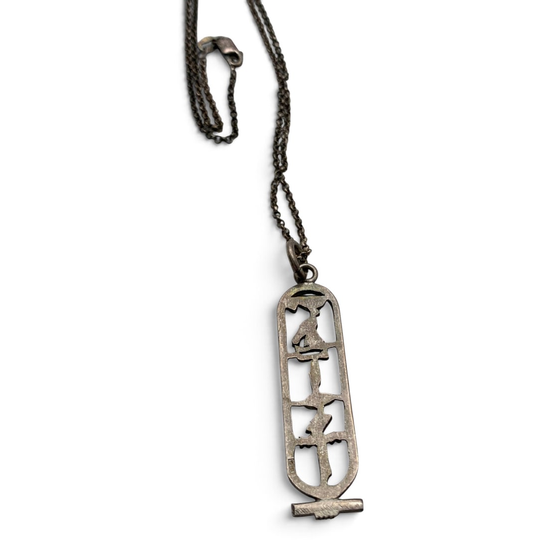 Vintage Sterling Silver Egyptian Pendant Necklace: Vintage Sterling Silver Egyptian Pendant On A Sterling Chain Marked: 925 - 18" Long - 8.9 Grams