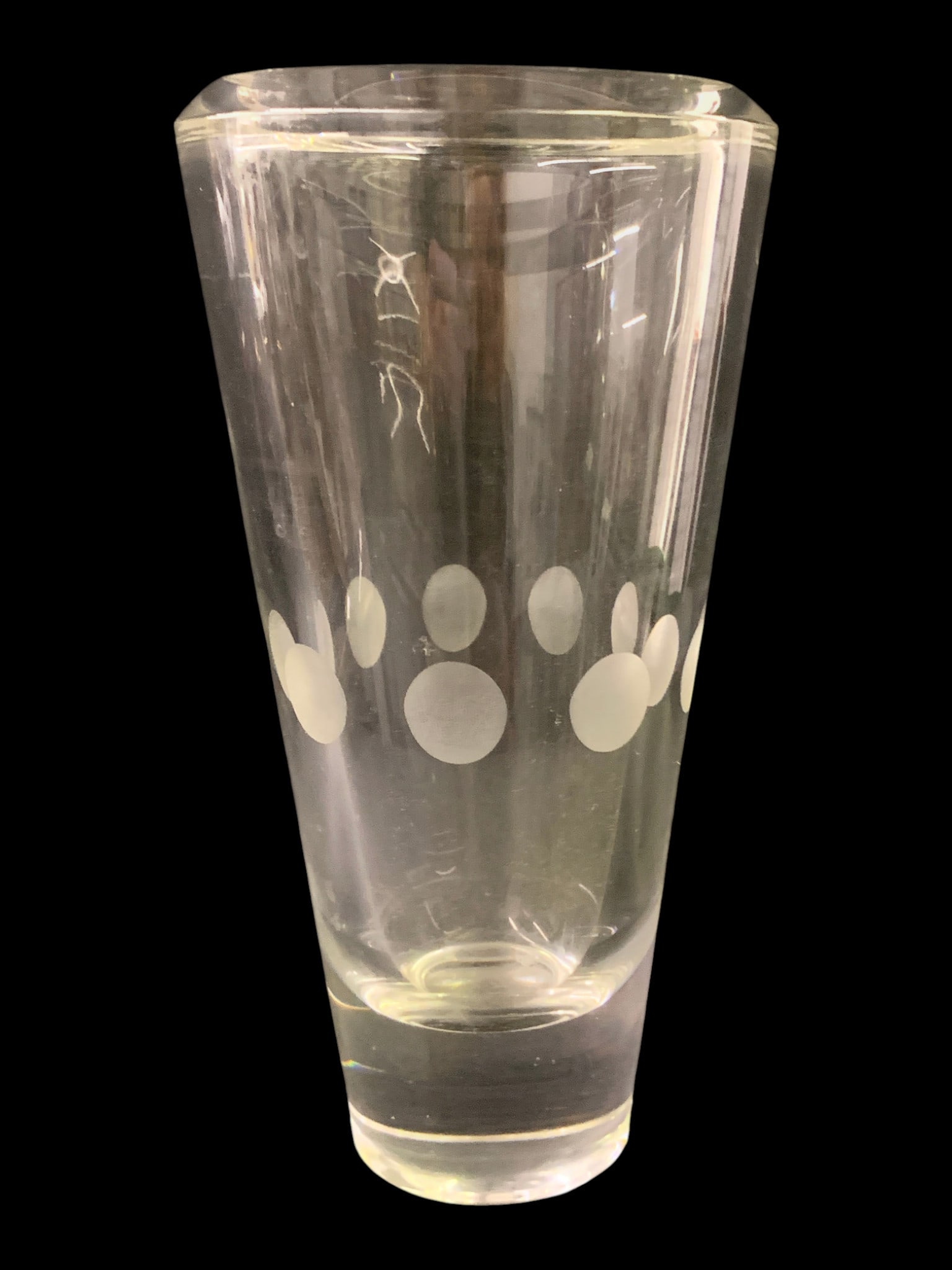 Vera Wang Wedgwood Glass Vase: Vintage Wedgwood Vera Wang Glass Heavy Vase Marked On Bottom: Vera Wang, Wedgwood 9 3/4" Tall