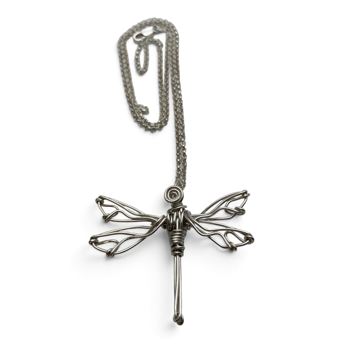 Vintage Sterling Silver Dragonfly Pendant Necklace: Vintage Sterling Silver Dragonfly Pendant On A Sterling ChainMarked: 925 - 18" Long - 8.2 Grams