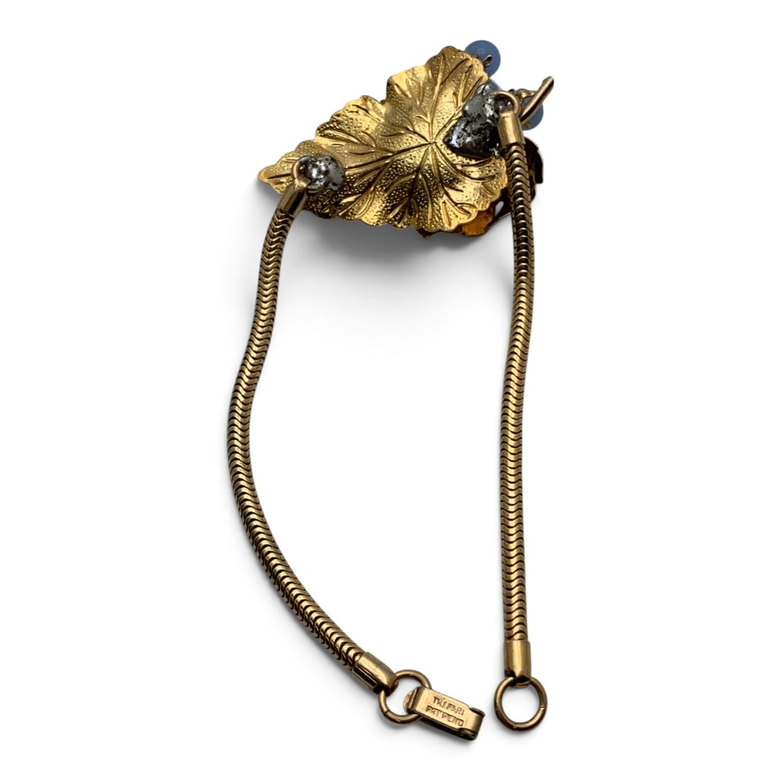 Signed Trifari Gold Tone Leaf Bracelet - 2