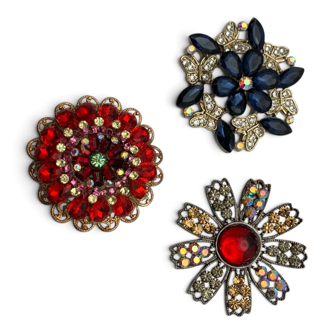 3 Vintage Fashion Rhinestone Brooches (1 of 3)