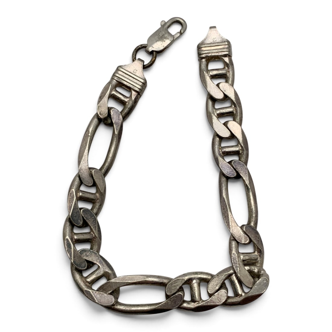 Vintage Sterling Silver Italian Bracelet: Vintage Sterling Silver Italian Bracelet In The Figaro Style Marked: 925 - 8 1/2" Long - 37.7 Grams
