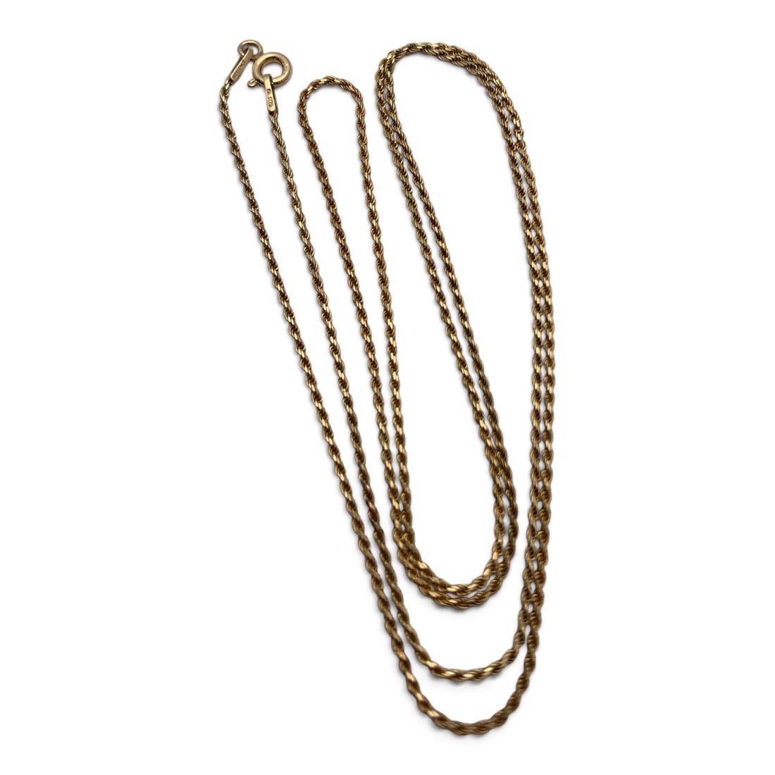 Sterling Silver Italian Gold Tone Necklace: Vintage Sterling Silver Italian Gold Tone Necklace With A Rope Design Marked: 925 - 24" Long - 2.6 Grams