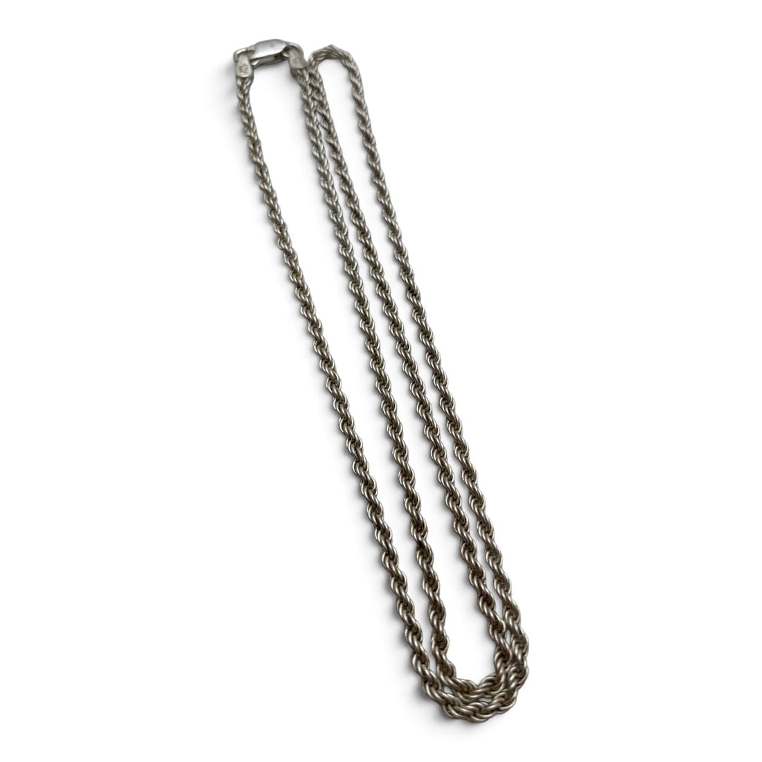 Sterling Silver Italian Rope Necklace: Vintage Sterling Silver Italian Necklace With A Rope Design Marked: 925 - 20" Long - 9.7 Grams