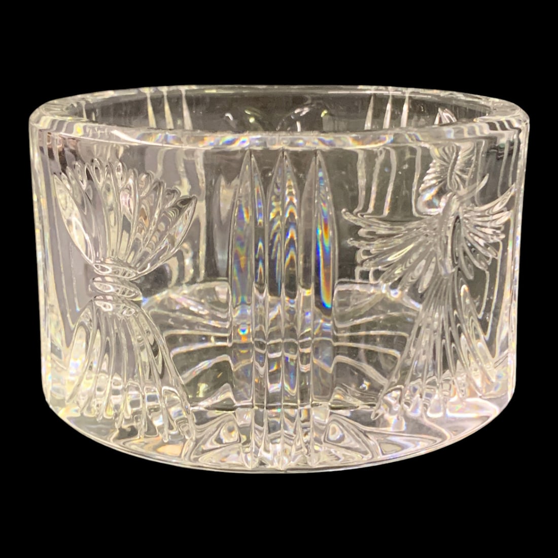 Waterford Crystal Millenium Bottle Coaster: Waterford Crystal Millenium Bottle Coaster Featuring A Diamond Cut Design Marked On Bottom: Waterford3 1/8" Tall