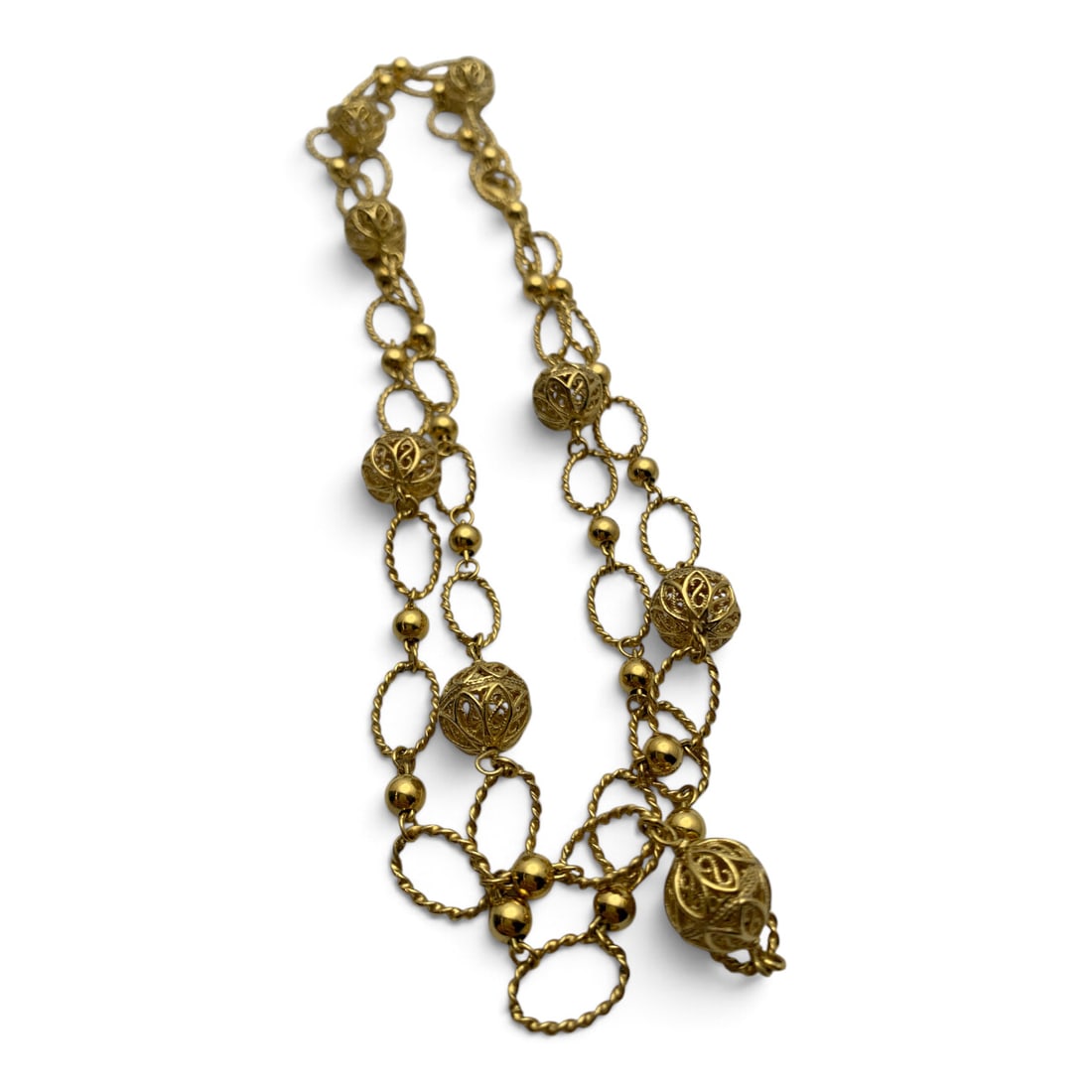 Sterling Silver Italian Gold Tone Necklace: Vintage Italian Sterling Silver Gold Tone Necklace Marked: 925 - 35" Long - 36.9 Grams