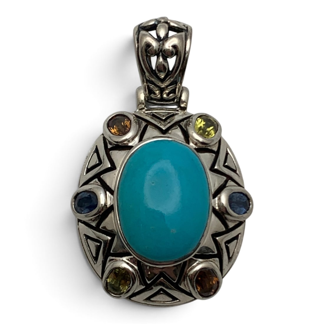 Sterling Pendant With Blue & Colored Stones (1 of 2)