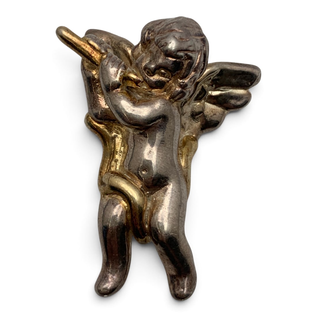 Vintage Sterling Silver Cherub Pendant: Vintage Sterling Silver Pendant In The Design Of A Cherub Marked: 925 - 1 1/2" Long - 6.4 Grams