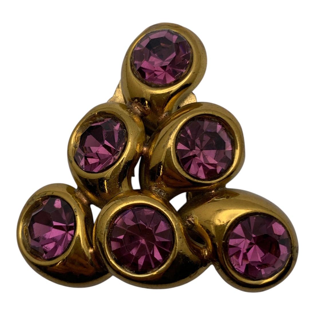 Vintage Gold Tone Fashion Clip With Purple Stones: Vintage Gold Tone Clip Featuring Faceted Purple Stones2" Long