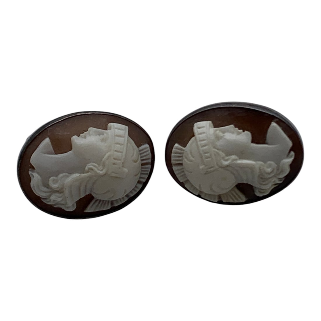 Pair Of Vintage Silver Cameo Cuff Links (1 of 4)