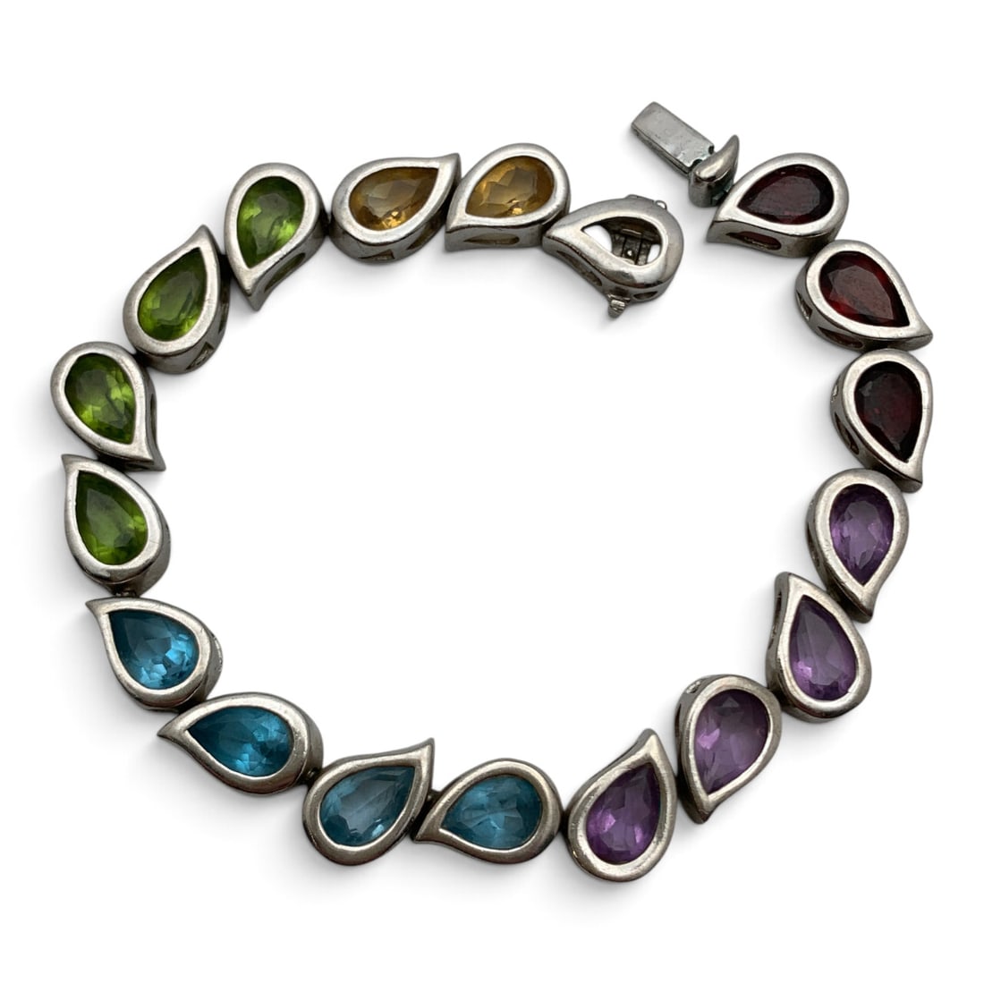 Vintage Sterling Silver & Colored Stone Bracelet (1 of 3)