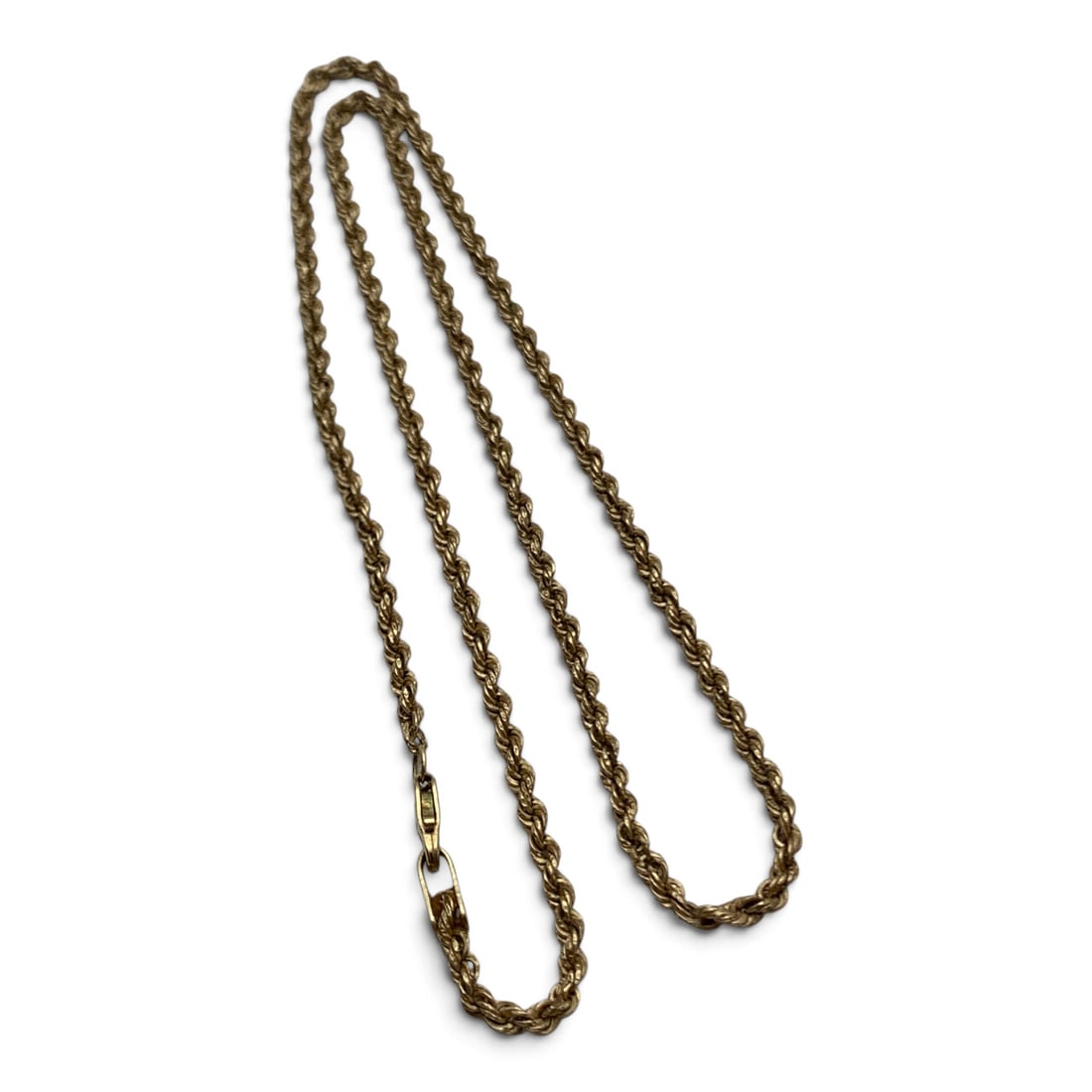 10k Yellow Gold Rope Necklace: 10k Yellow Gold Necklace With A Rope Design Marked: 10k - 14 1/2" Long - 0.8 Dwt