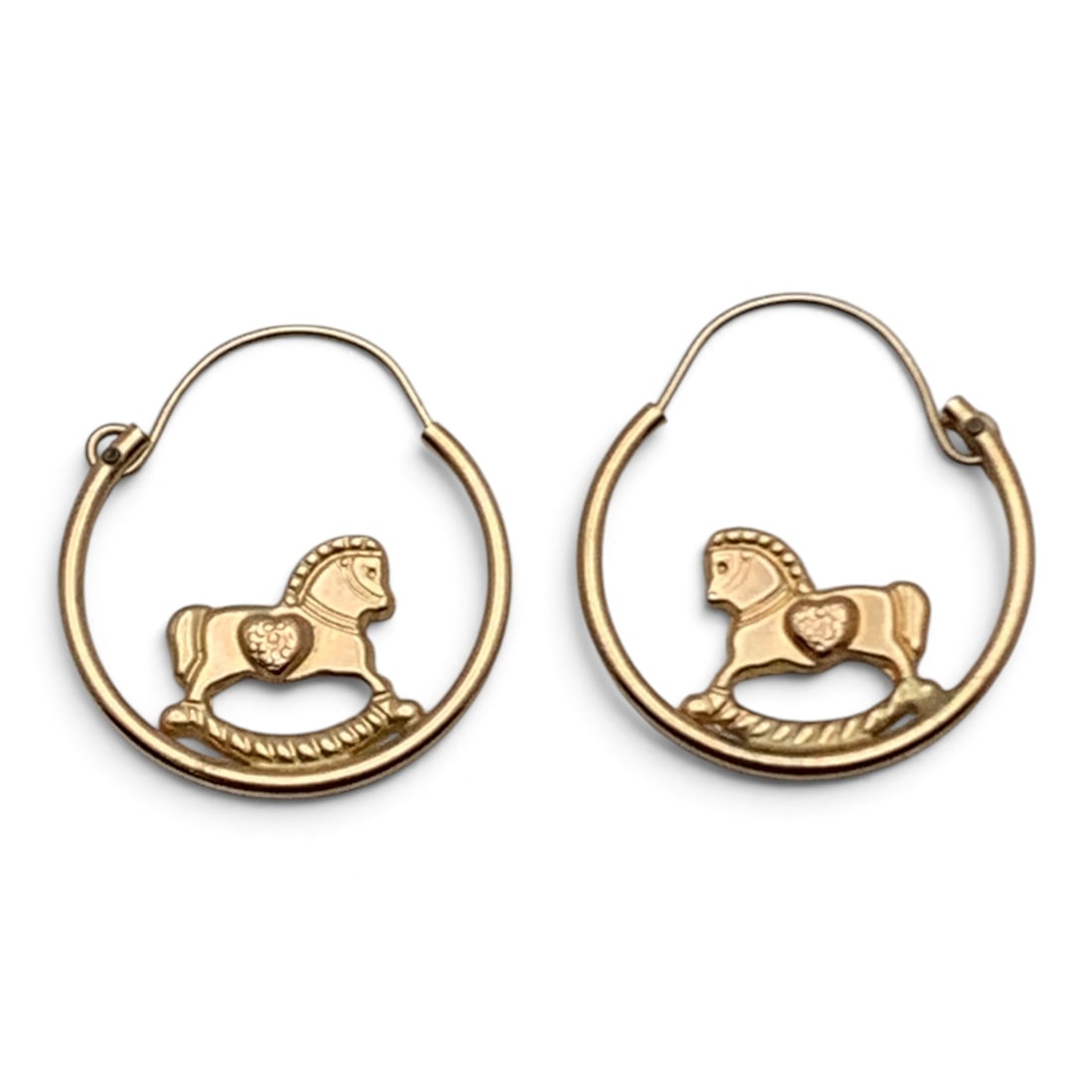 Pair Of 14k Yellow Gold Rocking Horse Earrings (1 of 2)