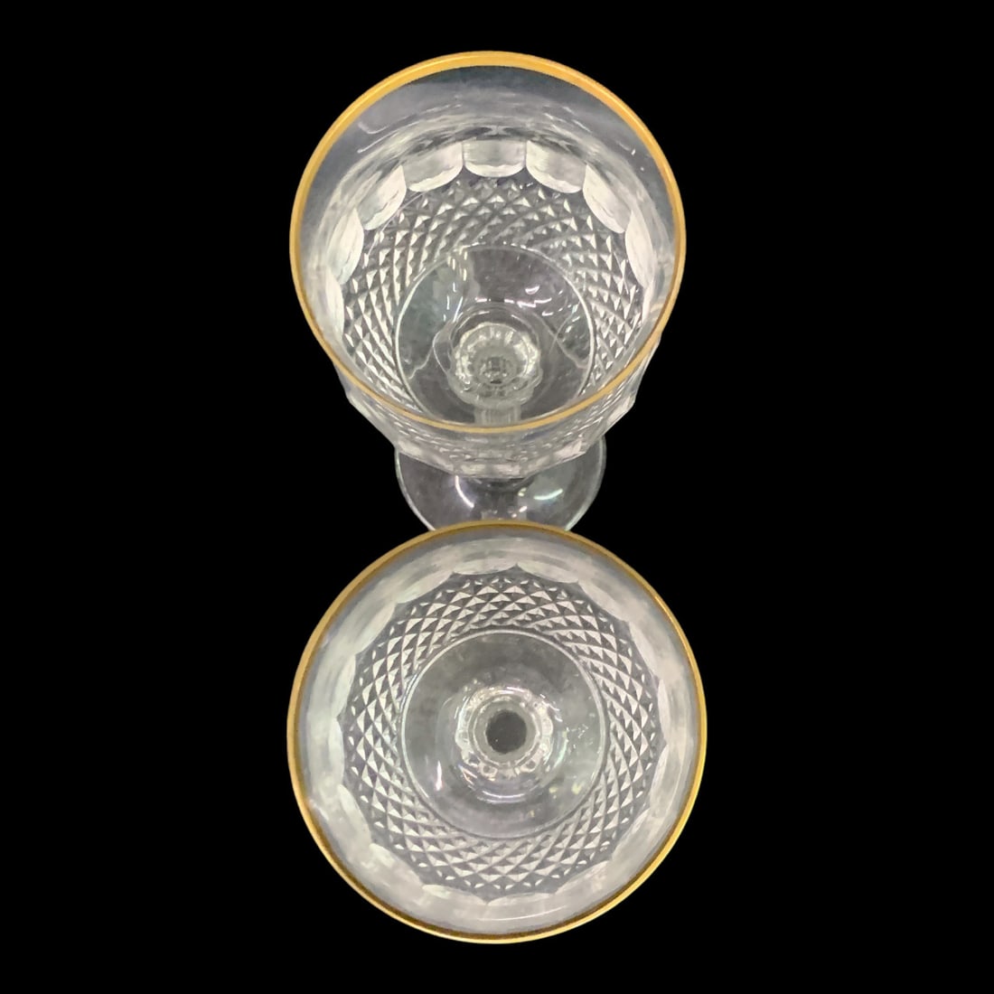 2 Gold Crown Cut Crystal Stemware Glasses - 3