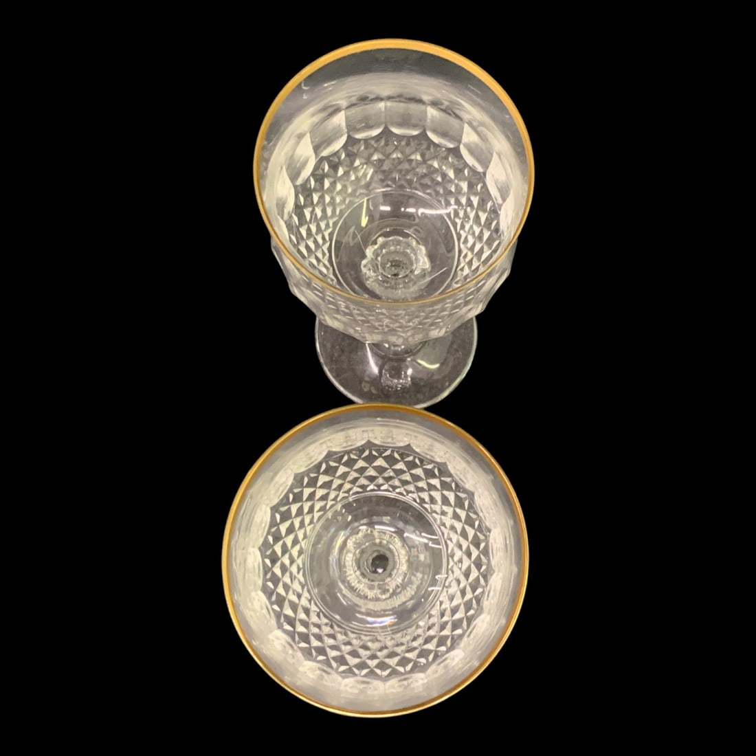 2 Gold Crown Cut Crystal Stemware Glasses - 3