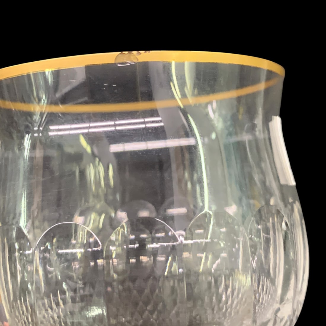 2 Gold Crown Cut Crystal Stemware Glasses - 4