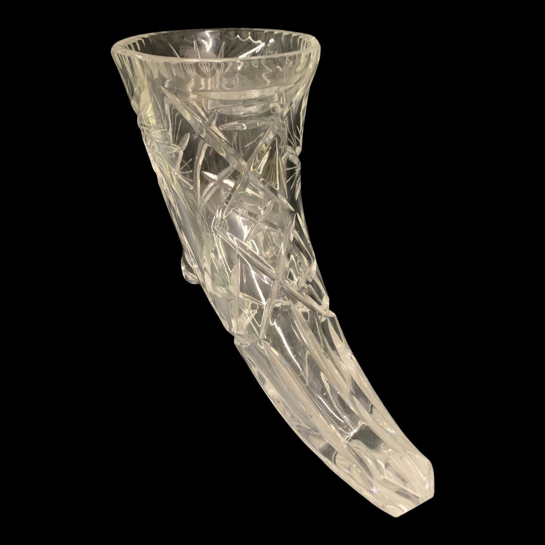 Vintage Clear Crystal Cornucopia Vase - 2