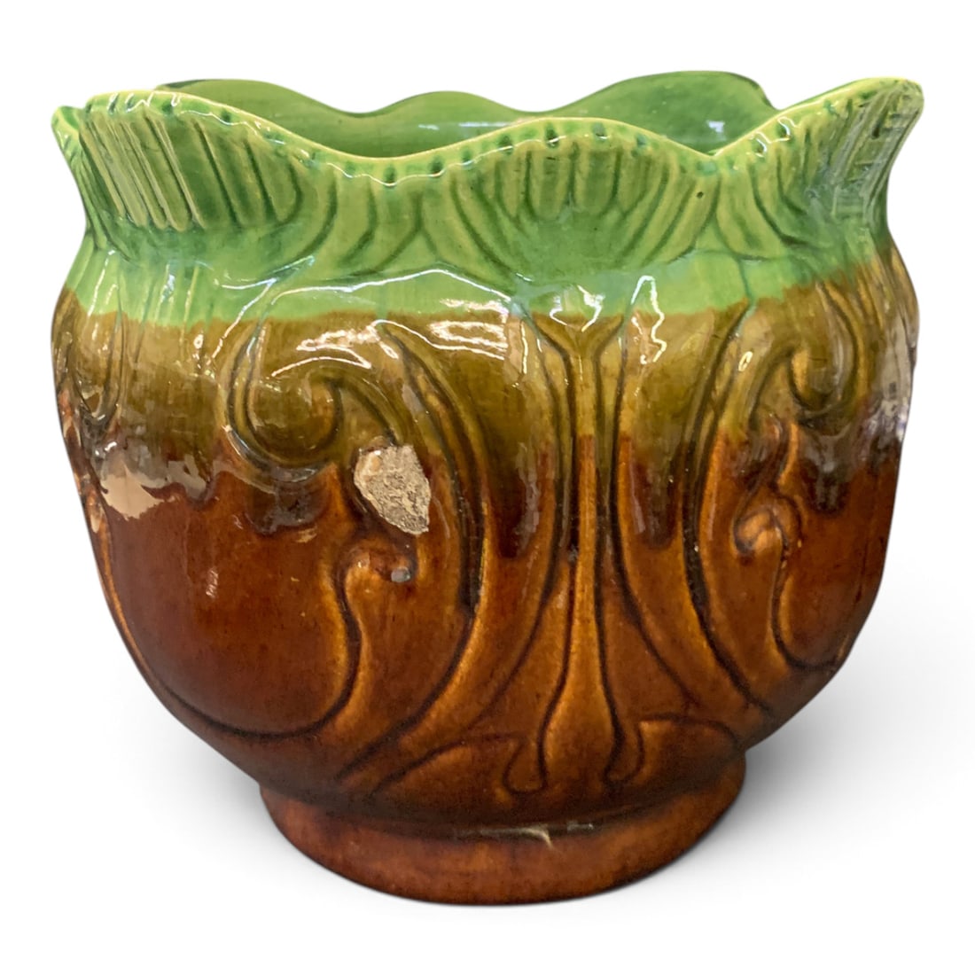 Vintage Ceramic Glazed Planter - 3