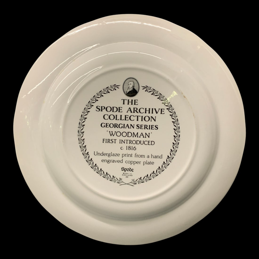 Spode Black Transferware Plate, Woodman - 3