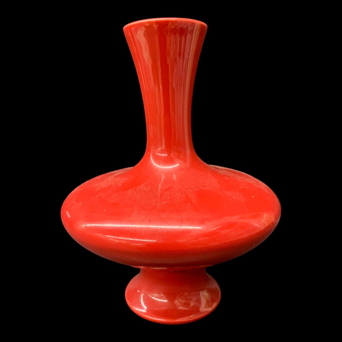 Chinese Signed Red Glazed Vase: Chinese Signed Vase With A Red Glazed Color Signed On Bottom7 1/2" Tall