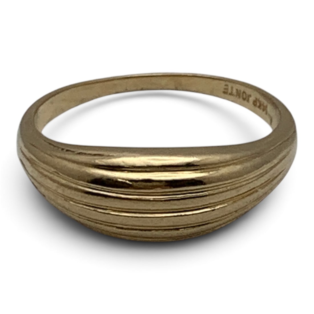 14k Yellow Gold Ring: 14k Yellow Gold Ring With A Textured Design Marked 14k - Size 6.5 - 1.4 Dwt