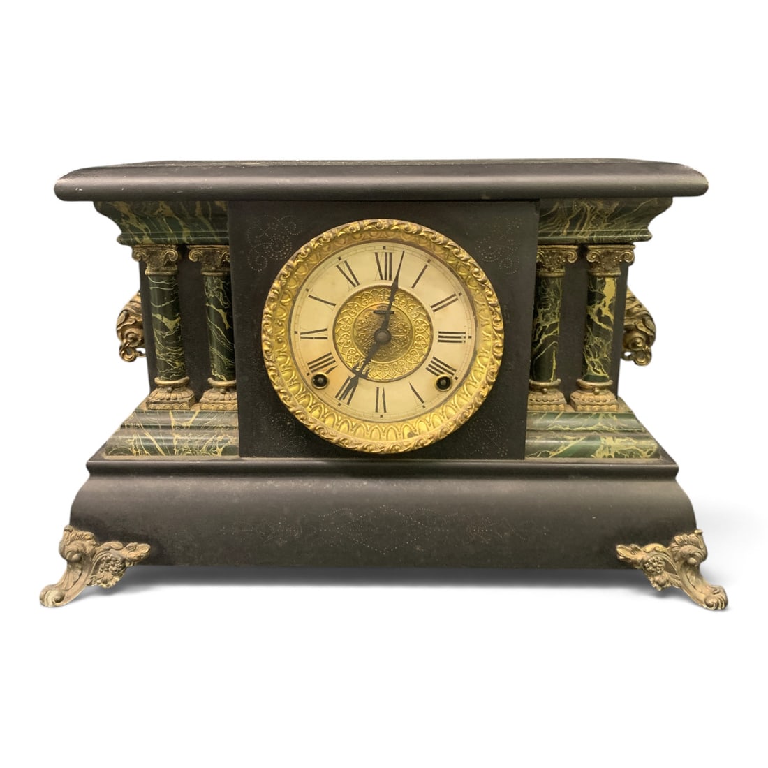 Antique E. Ingraham Adrian 4 Column Mantle Clock - 2