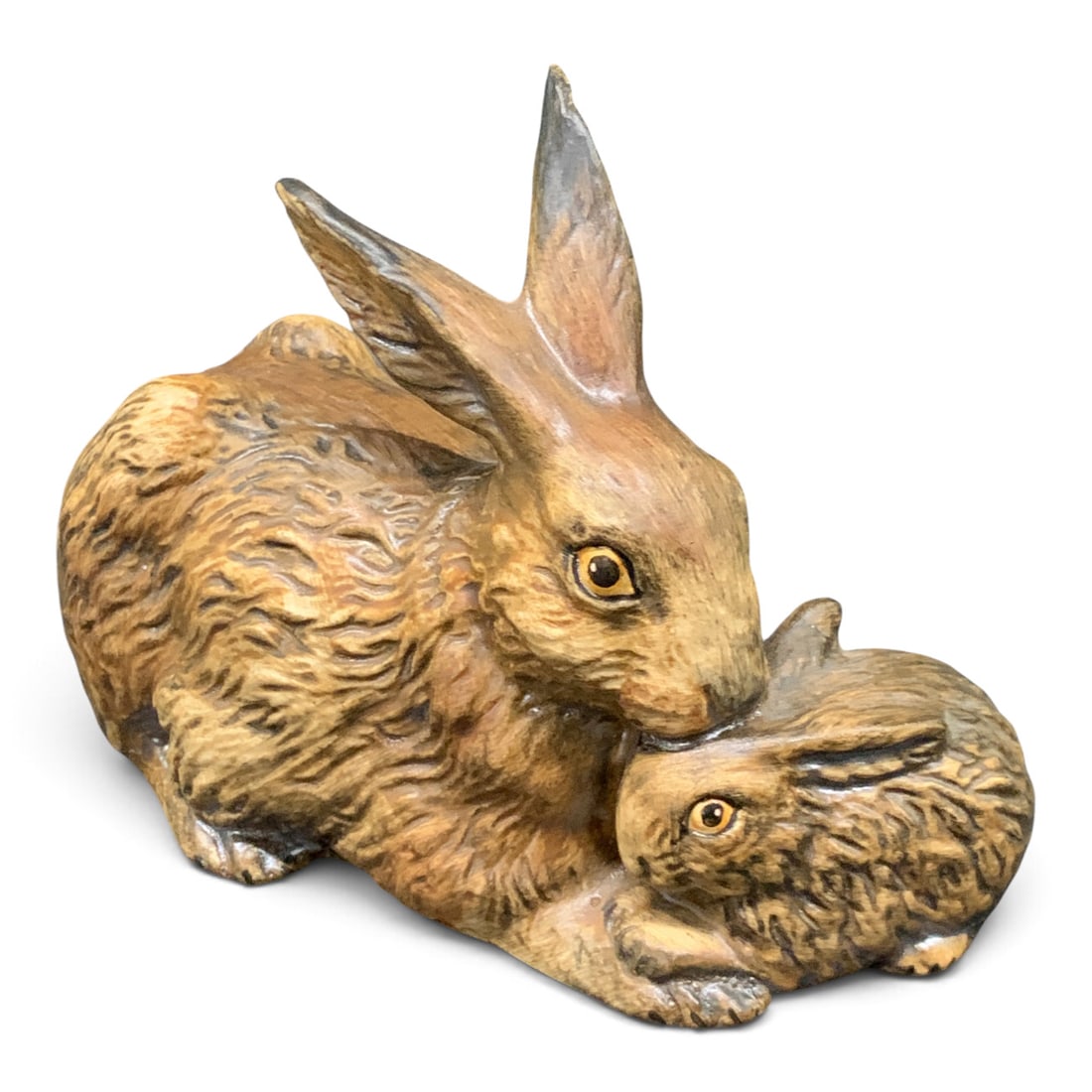 Goebel Porcelain Mother Rabbit And Baby Figurine: Vintage Goebel West Germany Porcelain Mother Rabbit & Baby Figurine Marked On Bottom: Goebel, W. Germany4 1/4" Tall