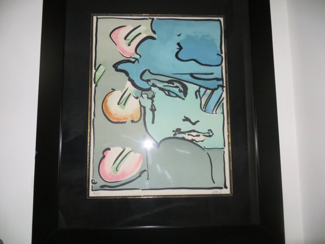 Peter Max, Untitled: Peter Max (American/German, b.1937) Untitled Color lithograph Signed Artist Proof, 20th C. 31"w by 37"h.