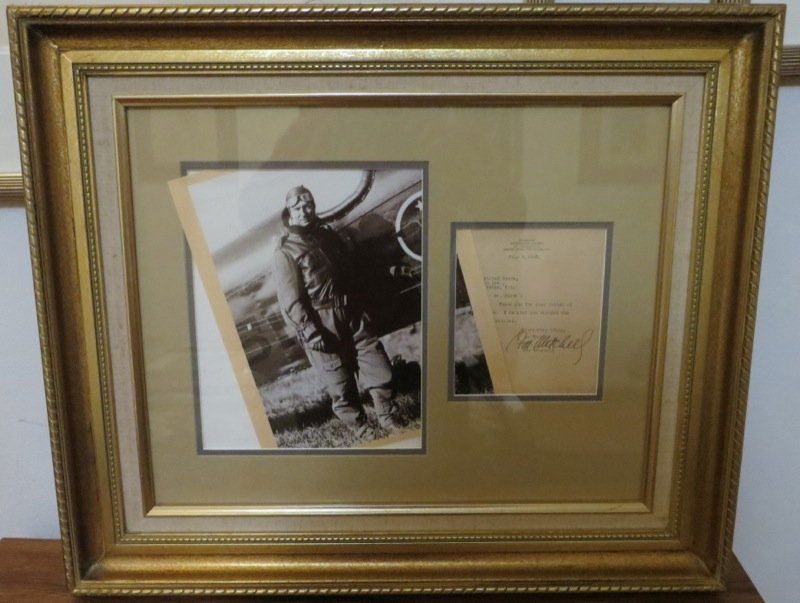 Framed letter signed by Billy Mitchell: Framed letter signed by Billy Mitchell.