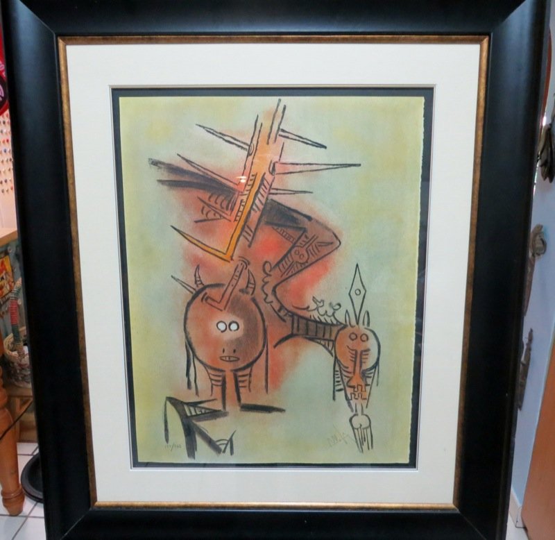 Wilfredo Lam (Cuba 1902-Paris 1982) 'Pleni Luni' Series: Wilfredo Lam (Cuba 1902-Paris 1982) 'Pleni Luni' Series, 1973. Lithograph 162/262 on heavy paper. Edited by Aguri/Lamata. Signed lower right W Lam. Perfect condition with certificate of authenticity.