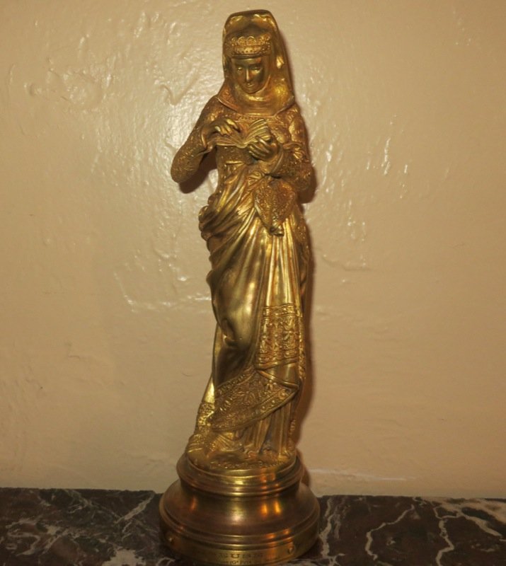 Albert Ernest Carrier-Belleuse, 'Liseuse' bronze: Albert Ernest Carrier-Belleuse (French 1824-1887), 'Liseuse', bronze sculpture. 10"h.